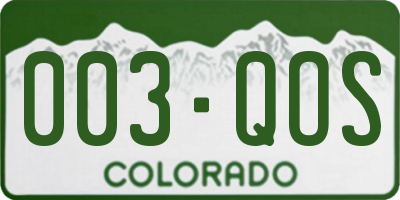 CO license plate 003QOS