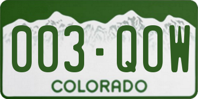 CO license plate 003QOW