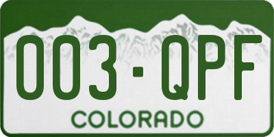 CO license plate 003QPF