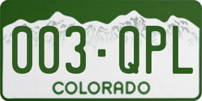 CO license plate 003QPL