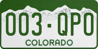 CO license plate 003QPO