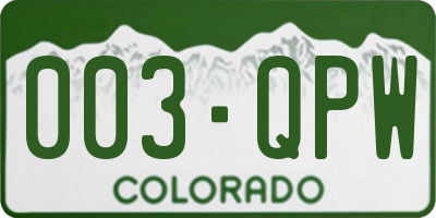 CO license plate 003QPW