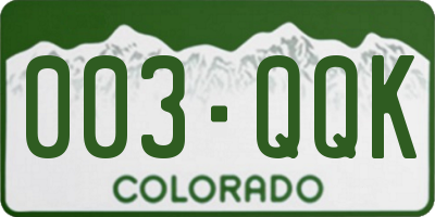 CO license plate 003QQK