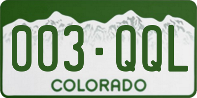 CO license plate 003QQL