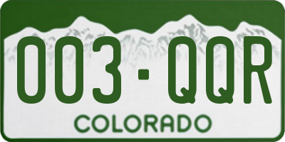 CO license plate 003QQR