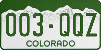 CO license plate 003QQZ