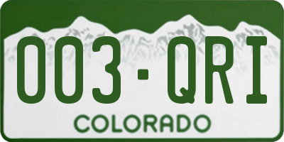 CO license plate 003QRI