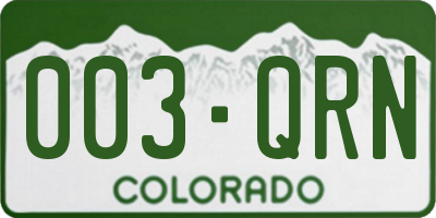CO license plate 003QRN