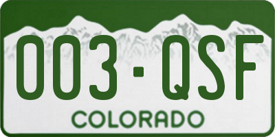 CO license plate 003QSF