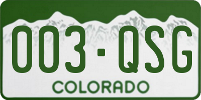 CO license plate 003QSG
