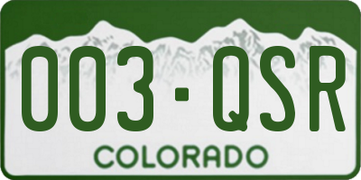 CO license plate 003QSR