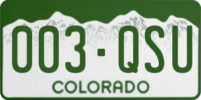 CO license plate 003QSU