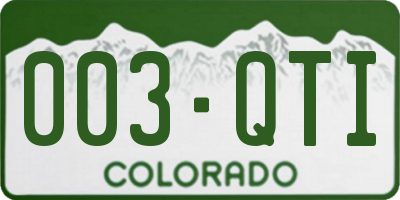 CO license plate 003QTI