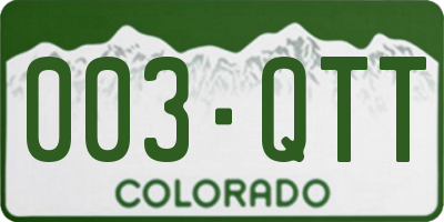 CO license plate 003QTT