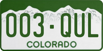 CO license plate 003QUL