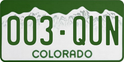 CO license plate 003QUN