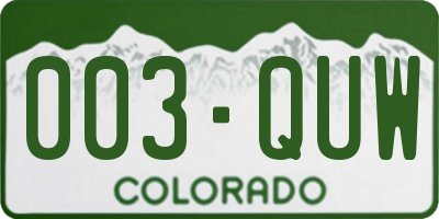 CO license plate 003QUW