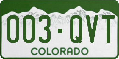CO license plate 003QVT