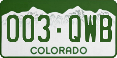 CO license plate 003QWB