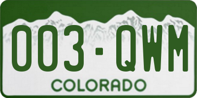 CO license plate 003QWM