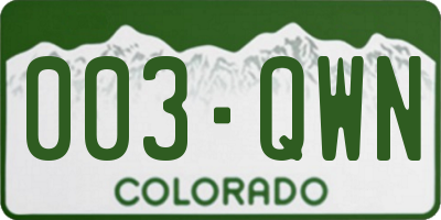 CO license plate 003QWN