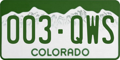 CO license plate 003QWS