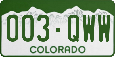 CO license plate 003QWW