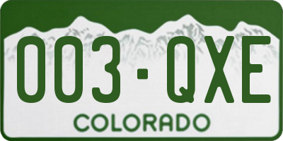 CO license plate 003QXE