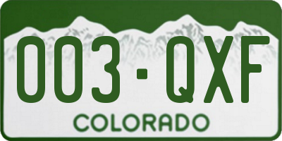 CO license plate 003QXF
