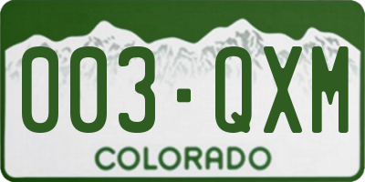 CO license plate 003QXM