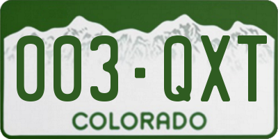 CO license plate 003QXT