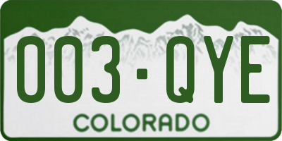 CO license plate 003QYE