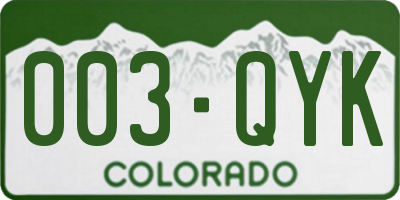 CO license plate 003QYK