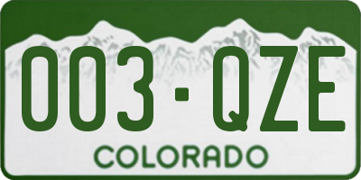 CO license plate 003QZE