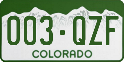 CO license plate 003QZF