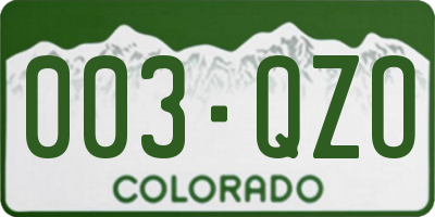 CO license plate 003QZO