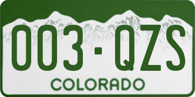 CO license plate 003QZS