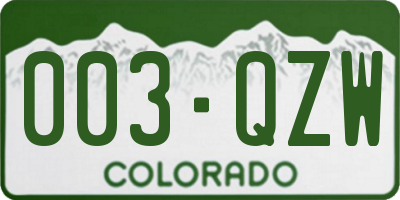 CO license plate 003QZW