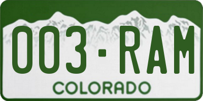 CO license plate 003RAM