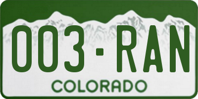 CO license plate 003RAN