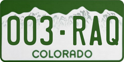 CO license plate 003RAQ