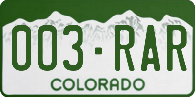 CO license plate 003RAR