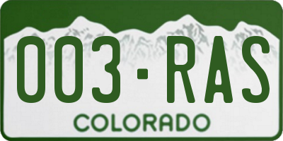 CO license plate 003RAS
