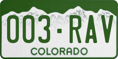 CO license plate 003RAV