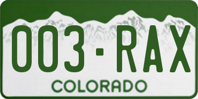 CO license plate 003RAX