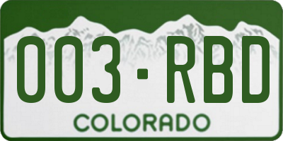 CO license plate 003RBD