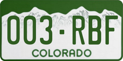 CO license plate 003RBF