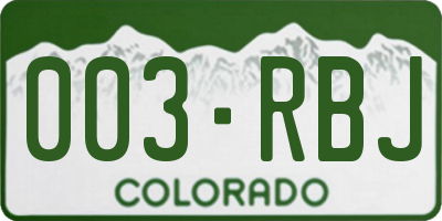 CO license plate 003RBJ