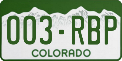 CO license plate 003RBP