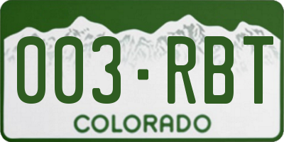 CO license plate 003RBT